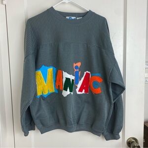 Vintage 80s DJ Smash Unisex Textured Manic Graphic Multicolor Sweatshirt Medium